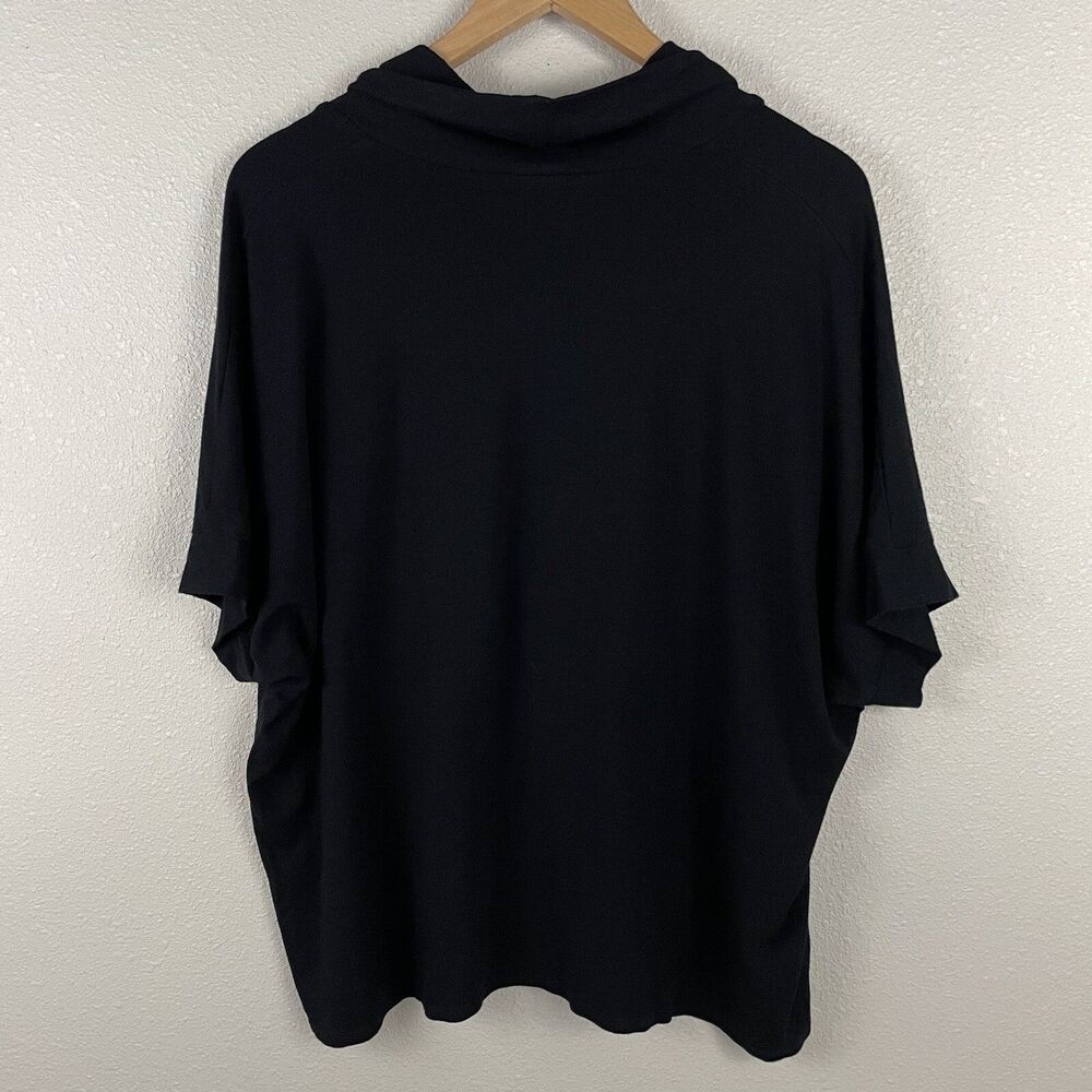 Eileen Fisher Size S Black Cowl Neck Oversized Boxy Lagenlook Elbow Sleeve Artsy - Picture 4 of 4
